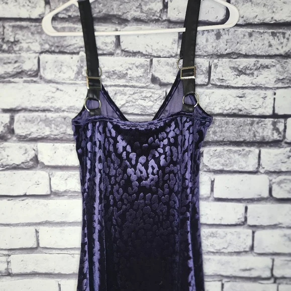Killstar 'Cool Cat' Plum/Purple Velvet Leopard Print Dress -S - Picture 6 of 7